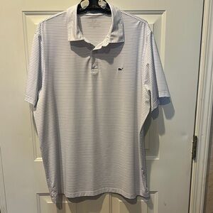 Men's White, pink and blue Striped Vineyard Vines Polo Shirt